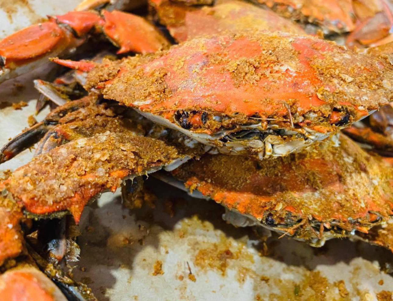 A Full Bushel Steamed Crabs on a Plate One